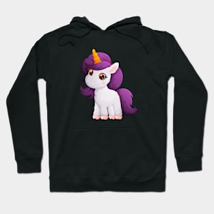 Cute little white unicorn with purple mane Hoodie